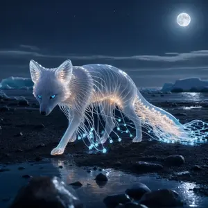 Arctic fox + Jellyfish